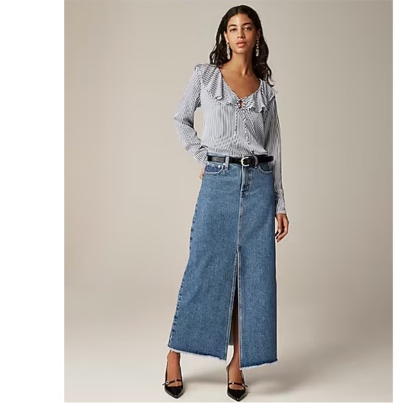 J. Crew Dresses & Skirts - NWT J. Crew Classic Denim Maxi Skirt cotton 26 preppy classic minimalist boho